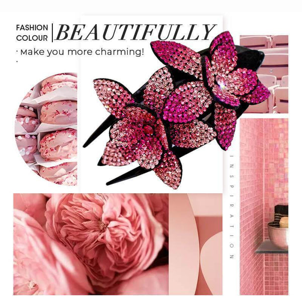 ✨✨Hair clip - with flower-shaped rhinestones✨(2pcs)