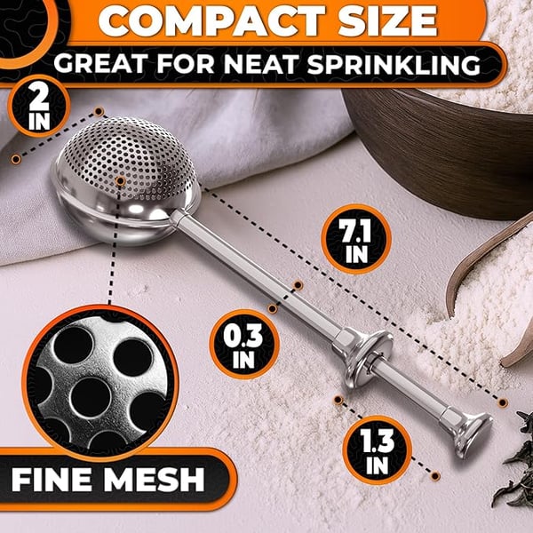 Flour Duster✨ One-Handed 304 Stainless Steel Sugar & Flour Shaker 🎁