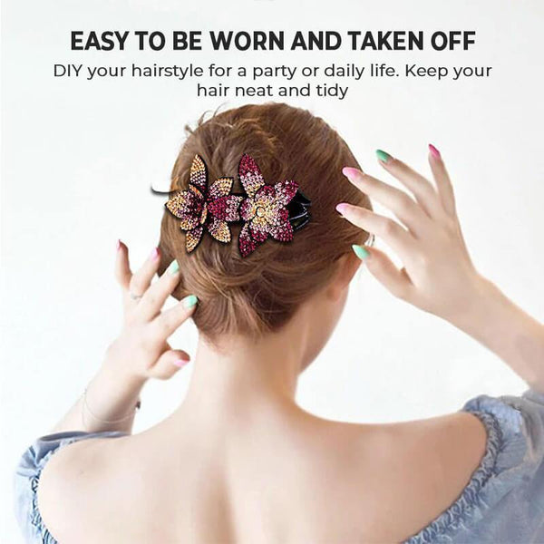 ✨✨Hair clip - with flower-shaped rhinestones✨(2pcs)