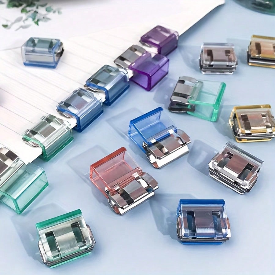 🌈 20 PCS Colorful Transparent Paper Clips – Reusable Paper & Document Holders✨