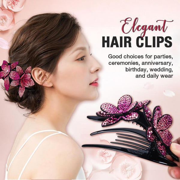 ✨✨Hair clip - with flower-shaped rhinestones✨(2pcs)