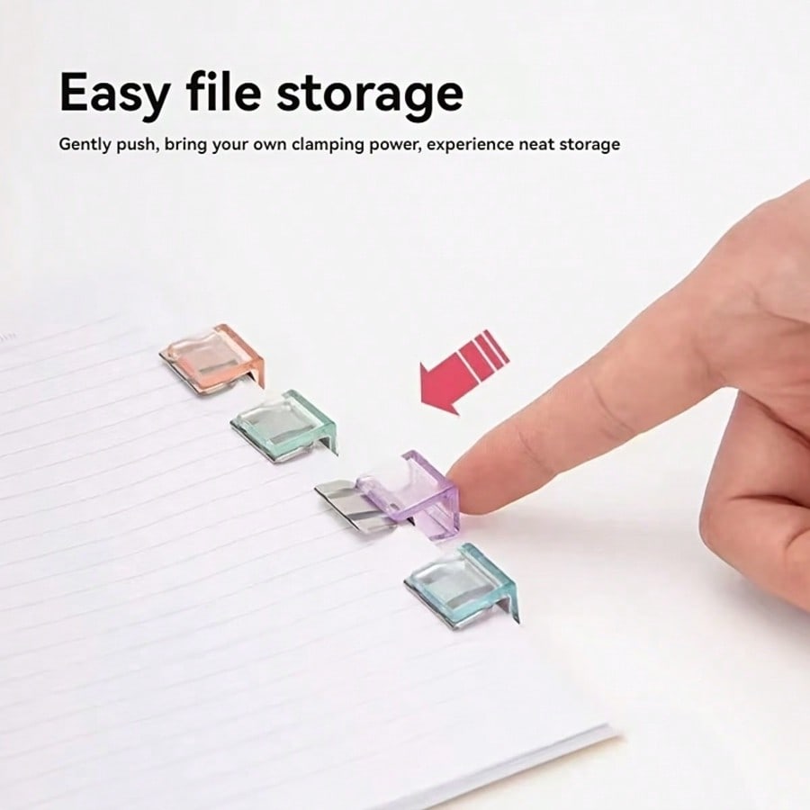 🌈 20 PCS Colorful Transparent Paper Clips – Reusable Paper & Document Holders✨