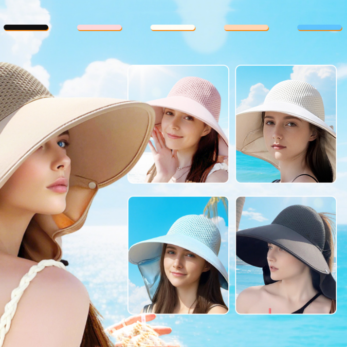 👒Wide Brim Sun Hat With Removable Neck Flap