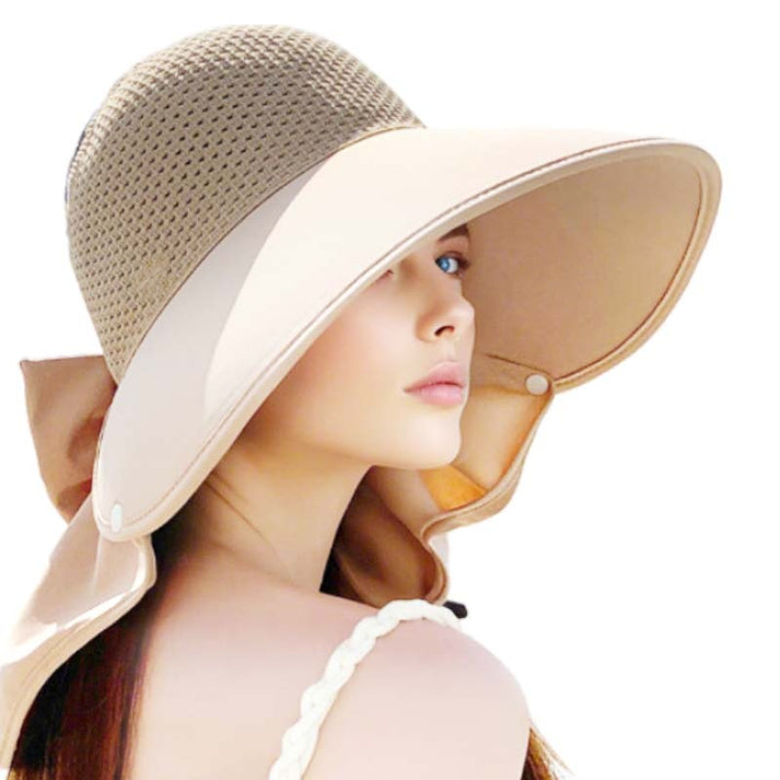👒Wide Brim Sun Hat With Removable Neck Flap