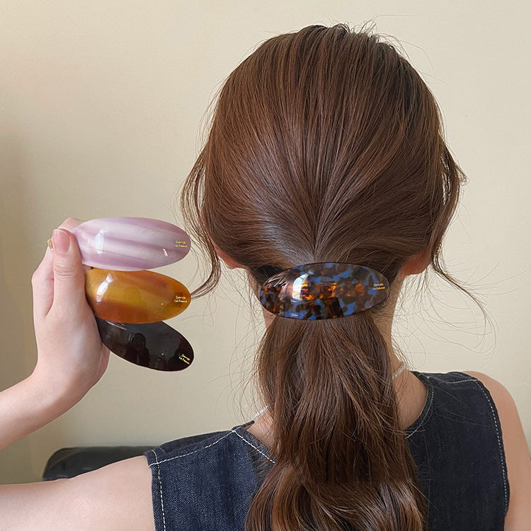 📢📢50% OFF !! ⏰Oval Acetate Hair Clip French Style Glossy Hair Barrette✨（2 Pcs)