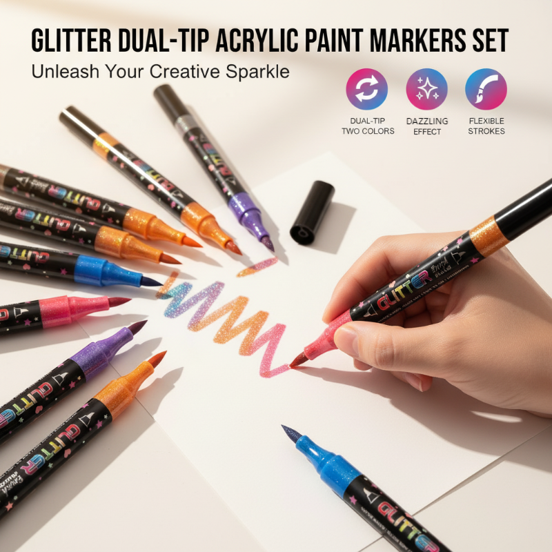 🔥Glitter Dual-Tip Acrylic Paint Markers Set