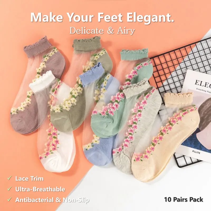 🌺 Floral Lace Women's Spring/Summer Short Socks