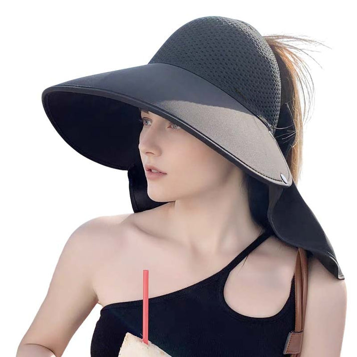👒Wide Brim Sun Hat With Removable Neck Flap