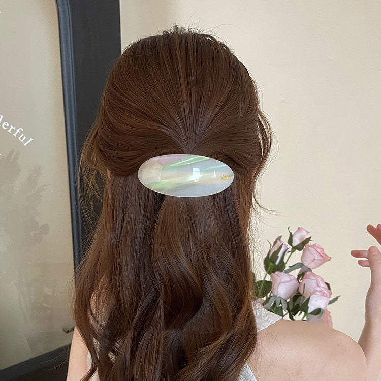 📢📢50% OFF !! ⏰Oval Acetate Hair Clip French Style Glossy Hair Barrette✨（2 Pcs)