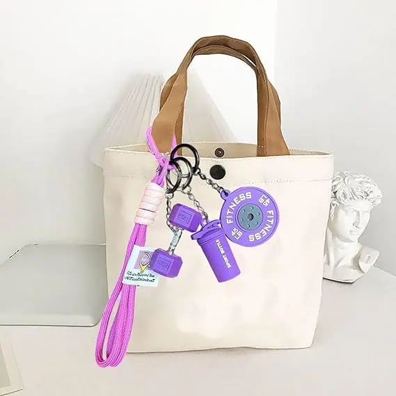 💪 Fitness Keychain Set – Dumbbell, Kettlebell & Weight Plate Pendant