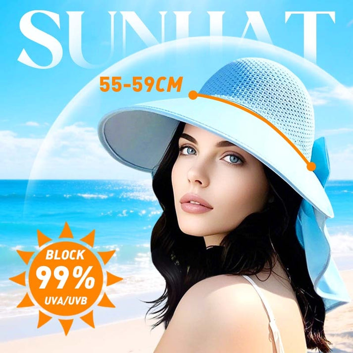 👒Wide Brim Sun Hat With Removable Neck Flap