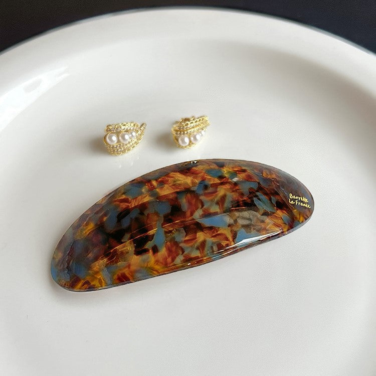 📢📢50% OFF !! ⏰Oval Acetate Hair Clip French Style Glossy Hair Barrette✨（2 Pcs)