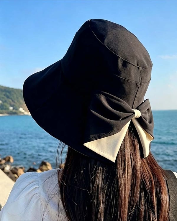 Women's Wide Brim Foldable Bow Sun Hat