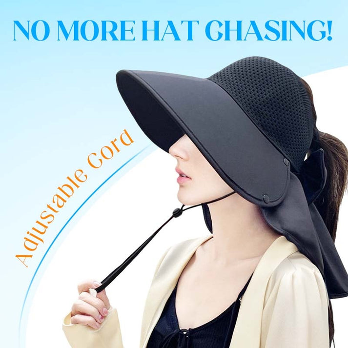 👒Wide Brim Sun Hat With Removable Neck Flap