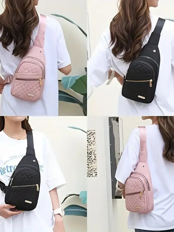 🎒Versatile large capacity crossbody bag- casual solid color，Quilted waist bag