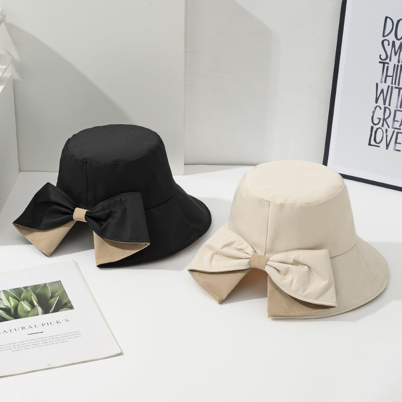 Women's Wide Brim Foldable Bow Sun Hat