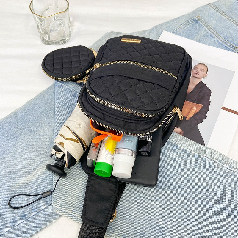 🎒Versatile large capacity crossbody bag- casual solid color，Quilted waist bag