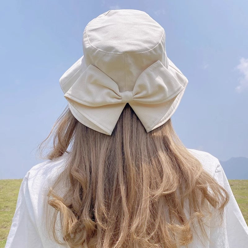 Women's Wide Brim Foldable Bow Sun Hat