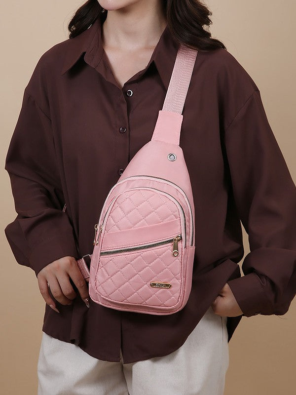 🎒Versatile large capacity crossbody bag- casual solid color，Quilted waist bag