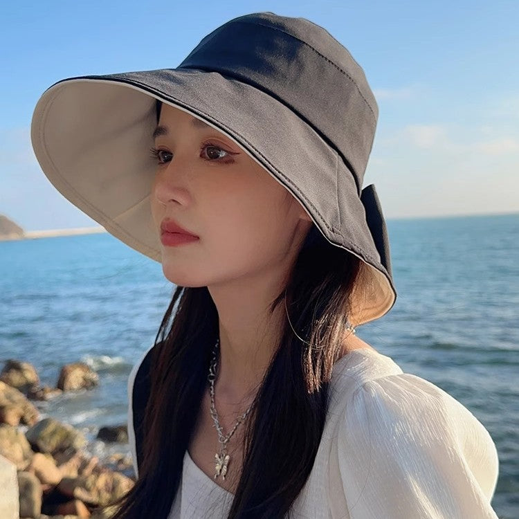 Women's Wide Brim Foldable Bow Sun Hat