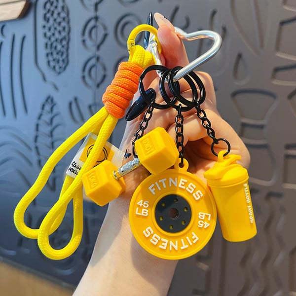 💪 Fitness Keychain Set – Dumbbell, Kettlebell & Weight Plate Pendant