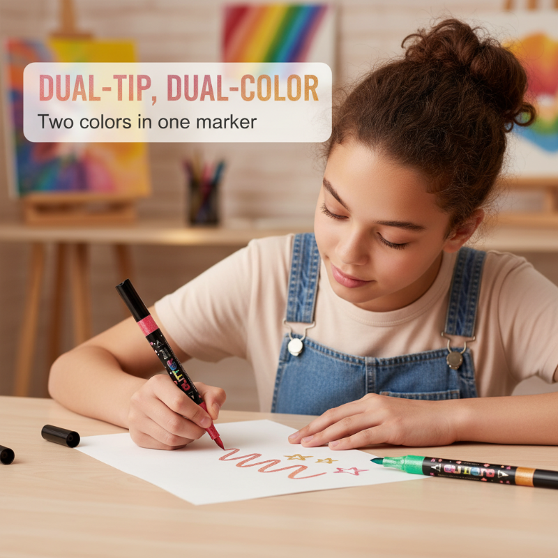 🔥Glitter Dual-Tip Acrylic Paint Markers Set