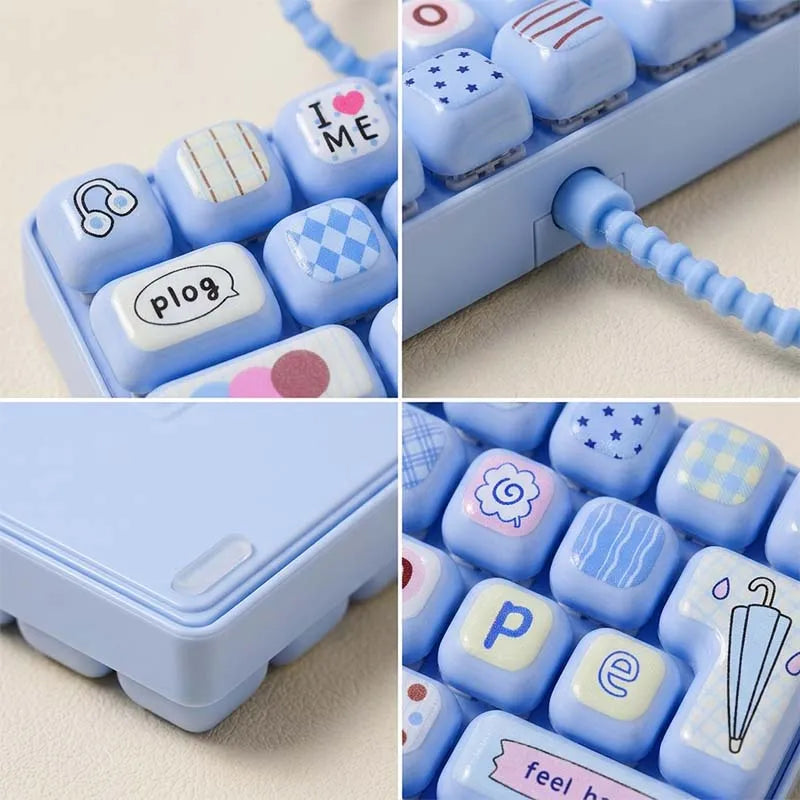 🎀 26-Key Cute Cartoon Clicky Keyboard Bag Pendant ⌨️✨