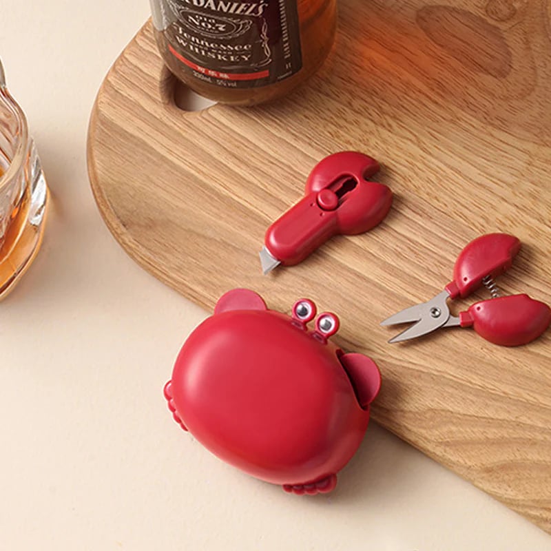 🦀 3-in-1 Magnetic Crab Multitool – Bottle Opener, Box Cutter, and Mini Scissors for the Kitchen