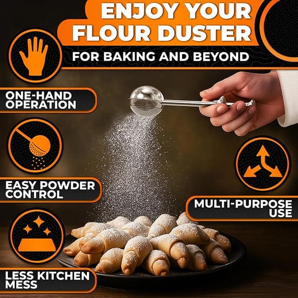 Flour Duster✨ One-Handed 304 Stainless Steel Sugar & Flour Shaker 🎁