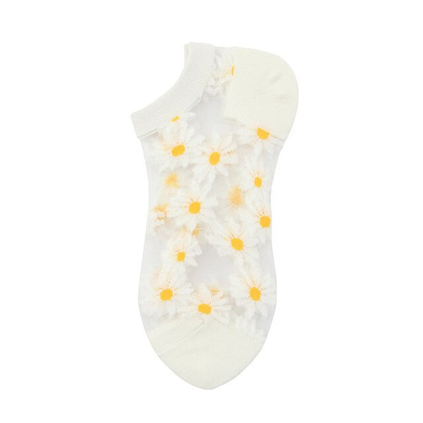🌻Korean Style Daisy Flower Transparent Socks (5 pairs)