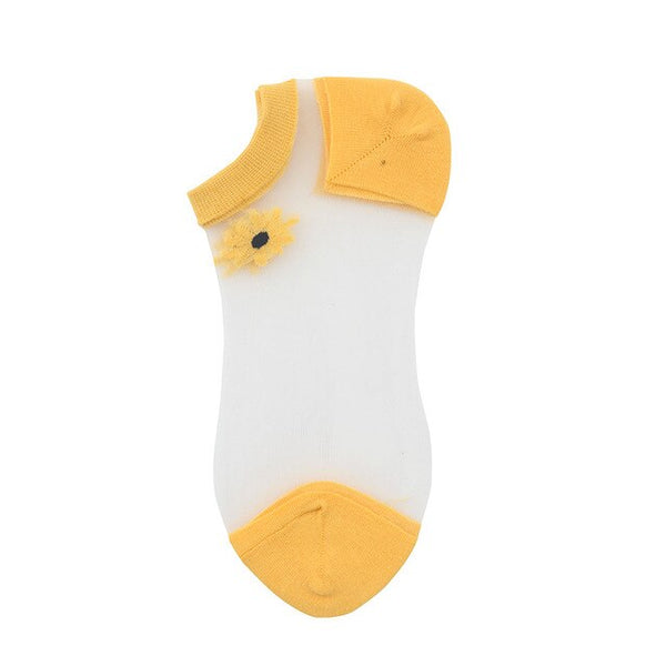 🌻Korean Style Daisy Flower Transparent Socks (5 pairs)
