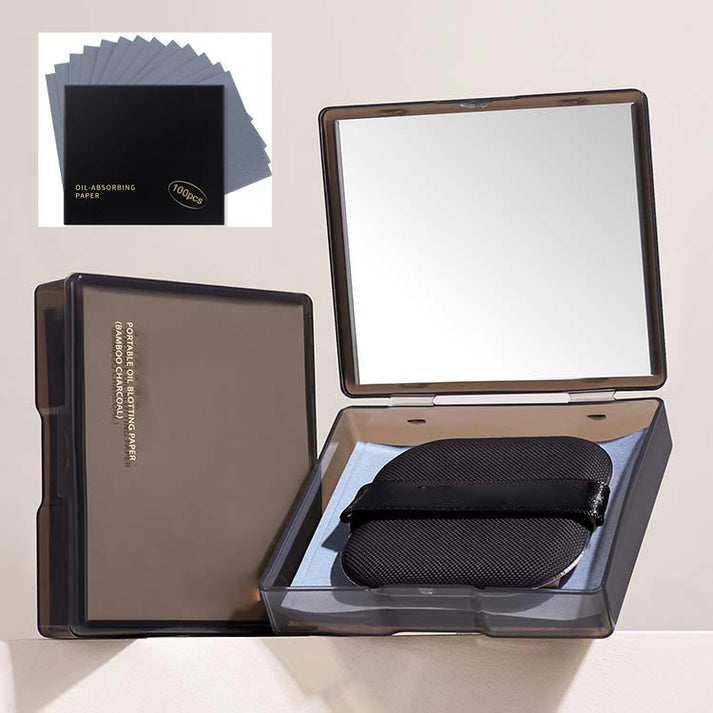 100PCS Facial Oil-control Paper with Mirror and Puff✨☀️