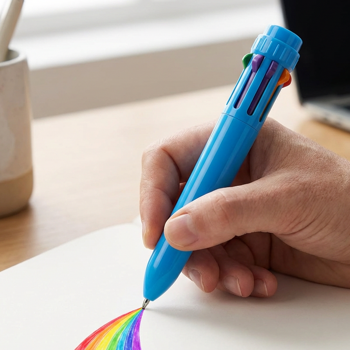 10-in-1 Retractable Multi-Color Ballpoint Pen🖍️🌈