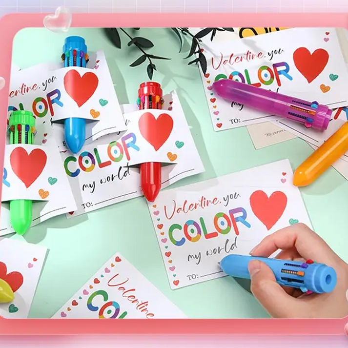 10-in-1 Retractable Multi-Color Ballpoint Pen🖍️🌈