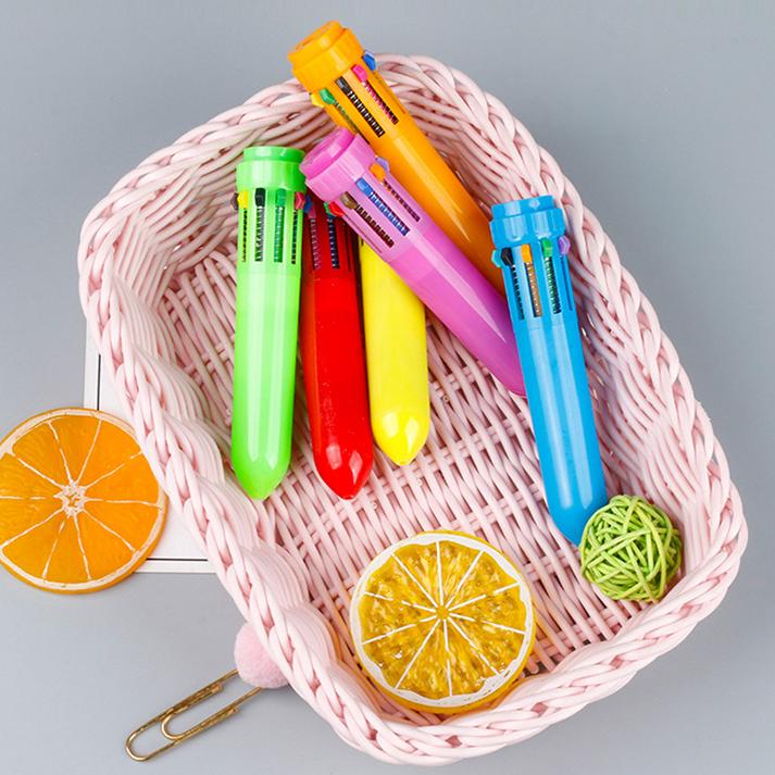 10-in-1 Retractable Multi-Color Ballpoint Pen🖍️🌈