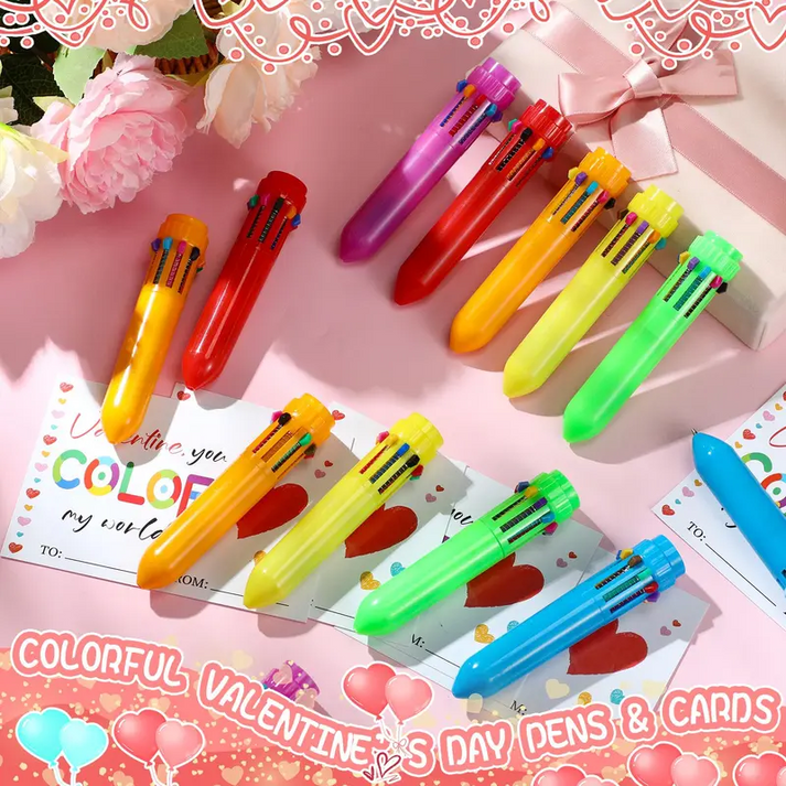 10-in-1 Retractable Multi-Color Ballpoint Pen🖍️🌈