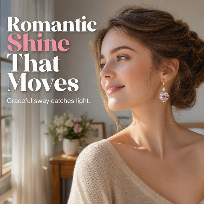 🎉 2026 Sale — Over 45,000 Sold!💎Sparkling Heart-Shaped Drop Earrings – Rhinestone, Gold Tone 💕