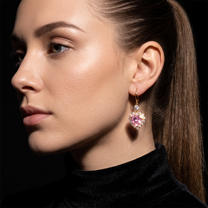 🎉 2026 Sale — Over 45,000 Sold!💎Sparkling Heart-Shaped Drop Earrings – Rhinestone, Gold Tone 💕