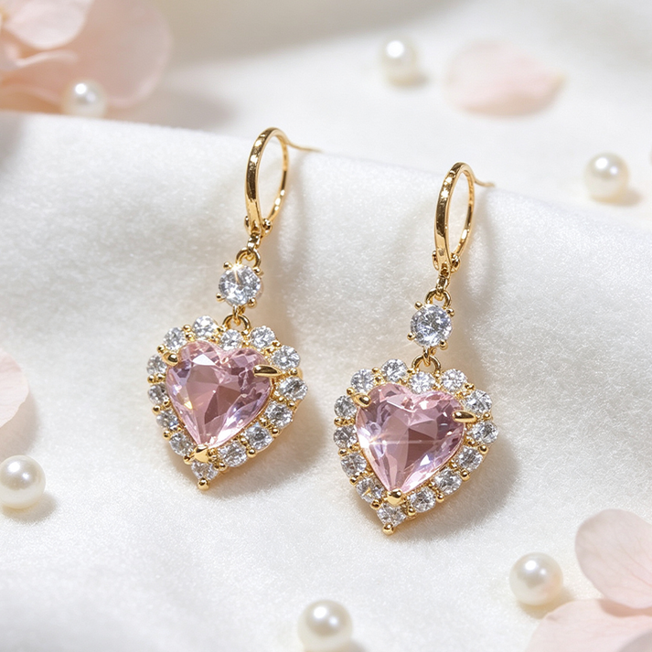 🎉 2026 Sale — Over 45,000 Sold!💎Sparkling Heart-Shaped Drop Earrings – Rhinestone, Gold Tone 💕